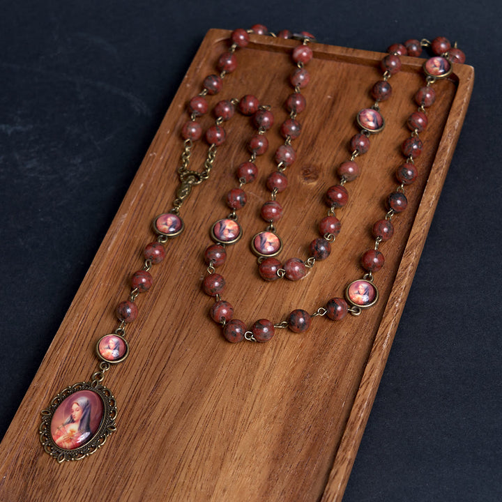Christianartworkshop Our Lady Seven Sorrows Natural Sesame Stone Rosary - image 3
