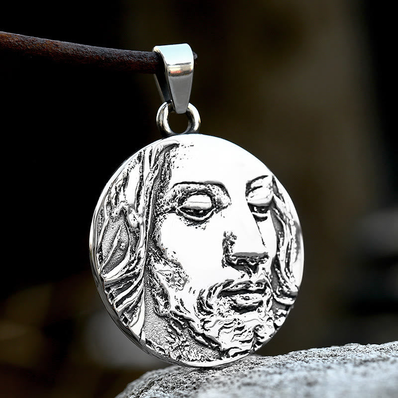 Classic Style Crafted God Bless You Jesus Pendant Necklace - image 1