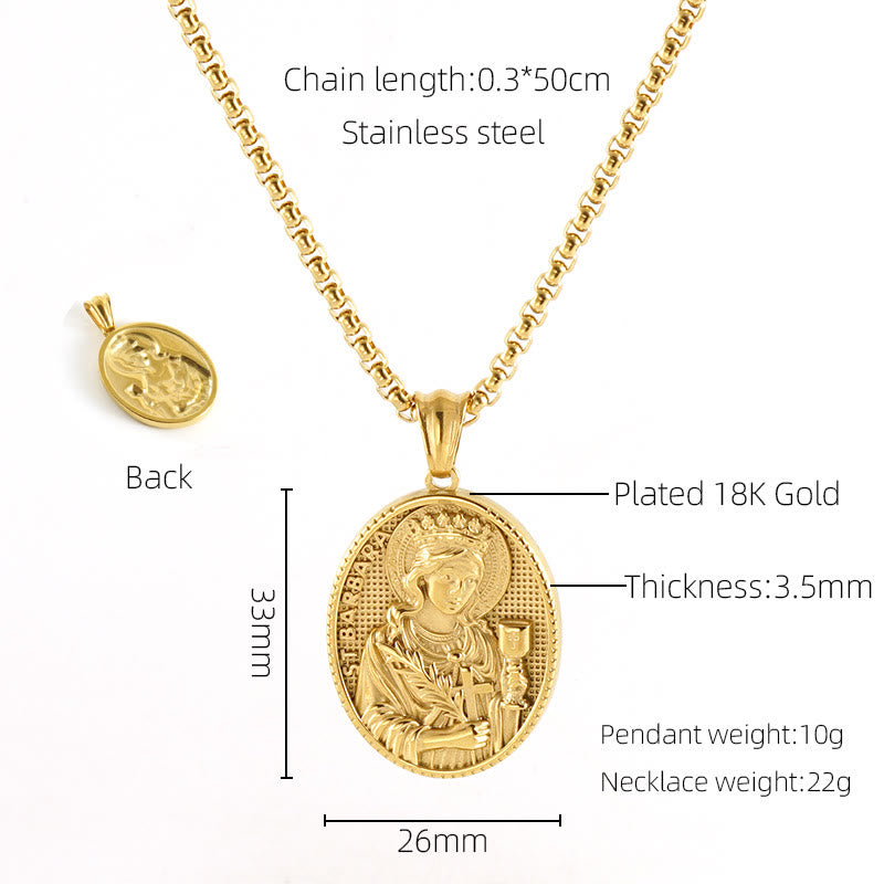 11 Retro Style Classic Icon Bless Pendant Necklace - St. Barbara - image 13