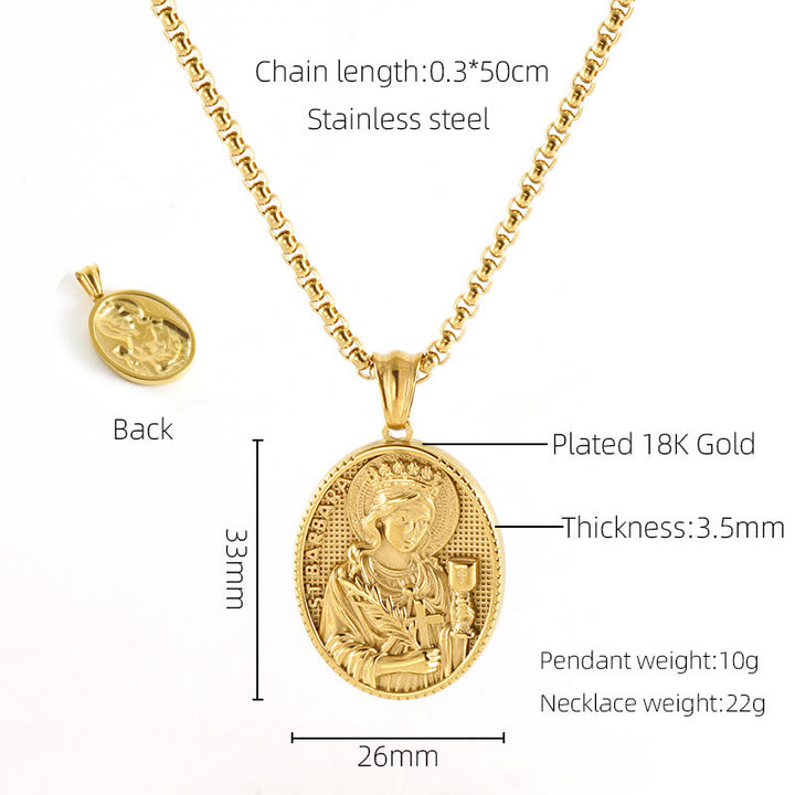 11 Retro Style Classic Icon Bless Pendant Necklace - St. Barbara - image 13