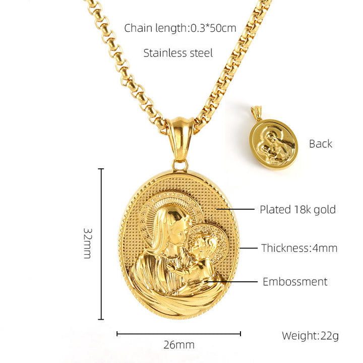 11 Retro Style Classic Icon Bless Pendant Necklace - Mary & Baby Jesus - image 6