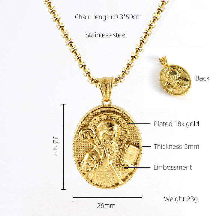 11 Retro Style Classic Icon Bless Pendant Necklace - St. Benedict - image 7