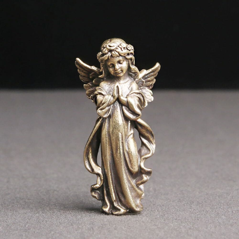 Christian Art Retro Style Brass Stereoscopic Bronze Guardian Angel Desktop Decorations Ornament - Guardian Angel - image 1