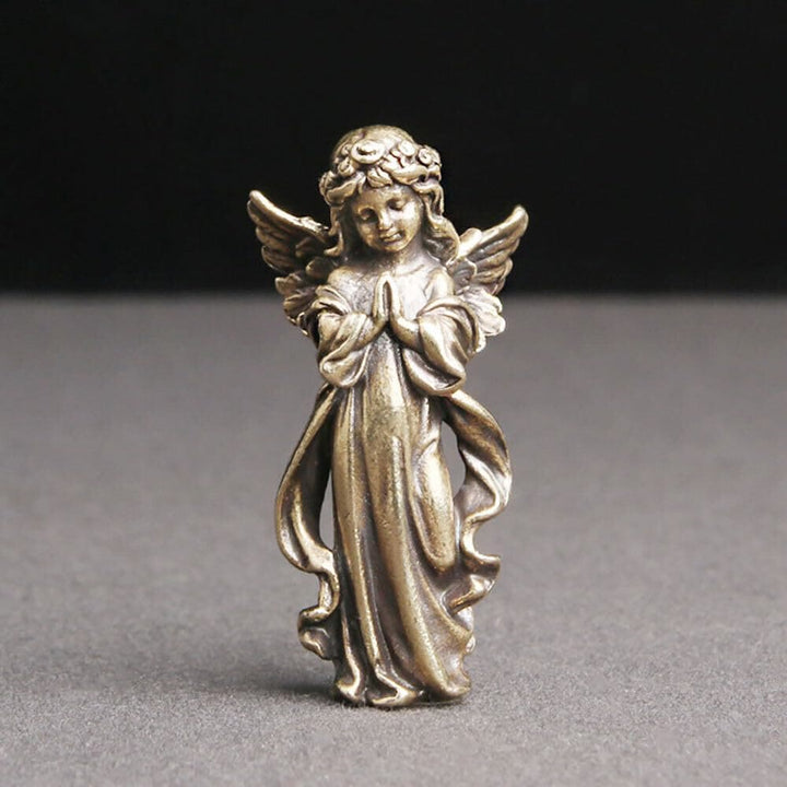 Christian Art Retro Style Brass Stereoscopic Bronze Guardian Angel Desktop Decorations Ornament - Guardian Angel - image 1