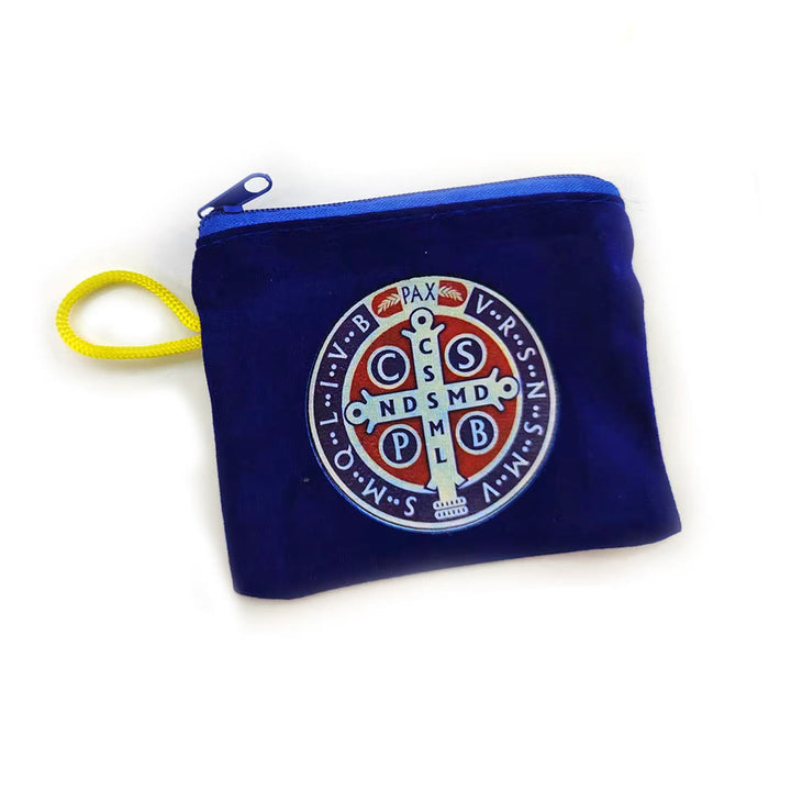 Modern Style St. Benedict Practical Velvet Religion Jewelry Storage Bag - Blue - image 5