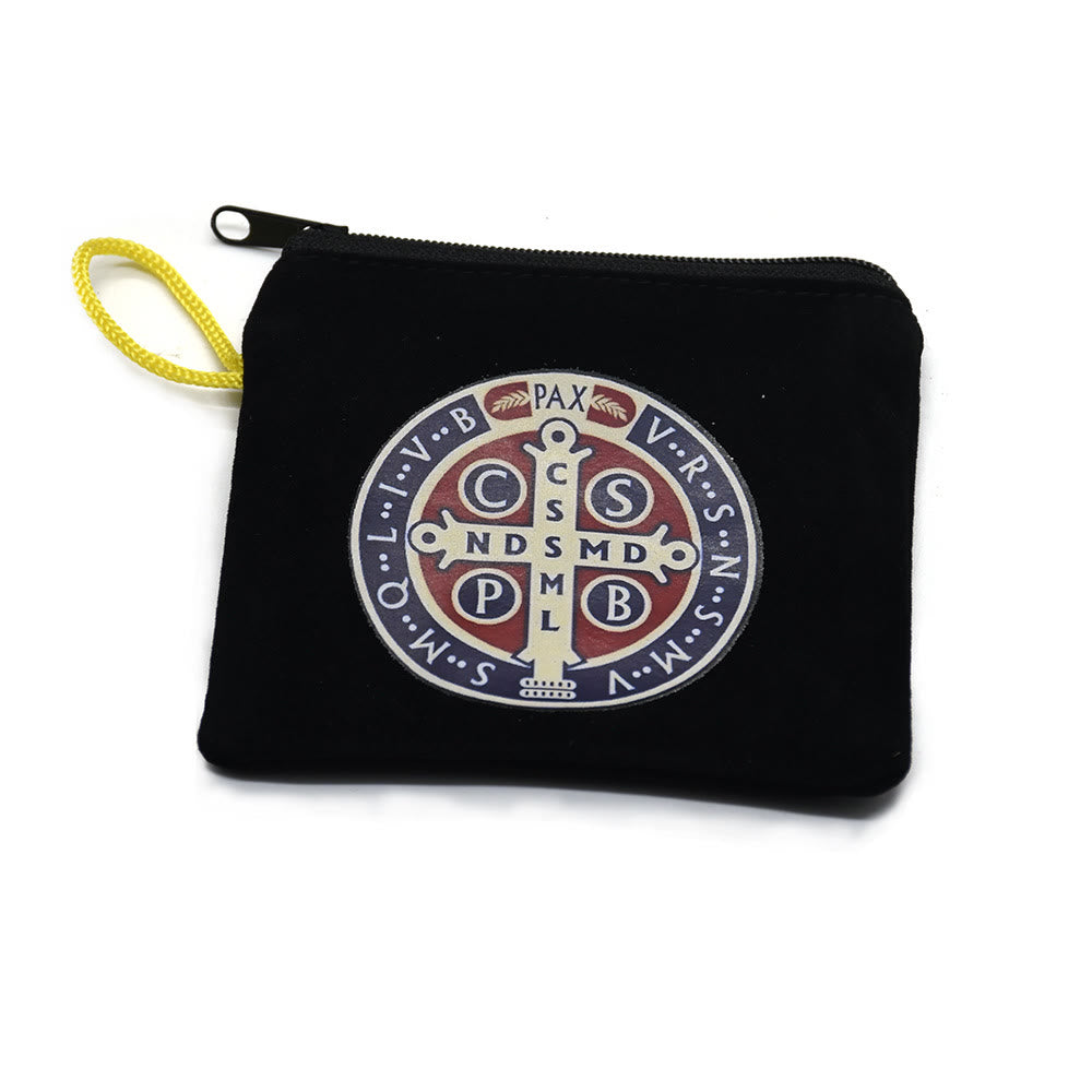 Modern Style St. Benedict Practical Velvet Religion Jewelry Storage Bag - Black - image 0