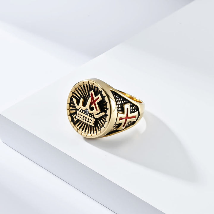 Christianartworkshop Retro Style Cross & Crown Titanium Ring - image 2