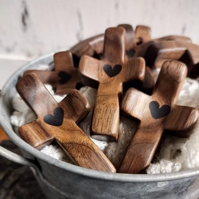 Modern Style Walnut Multicolor Thumb Cross Praying Handle Ornaments - Deep-black - image 2