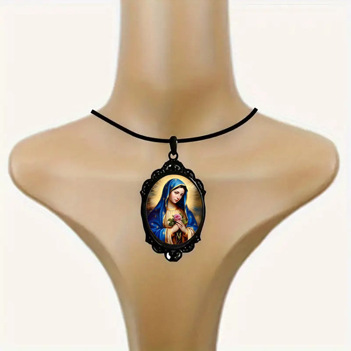 Gothic Style Vintage Border Our Lady of Guadalupe Necklace - image 3