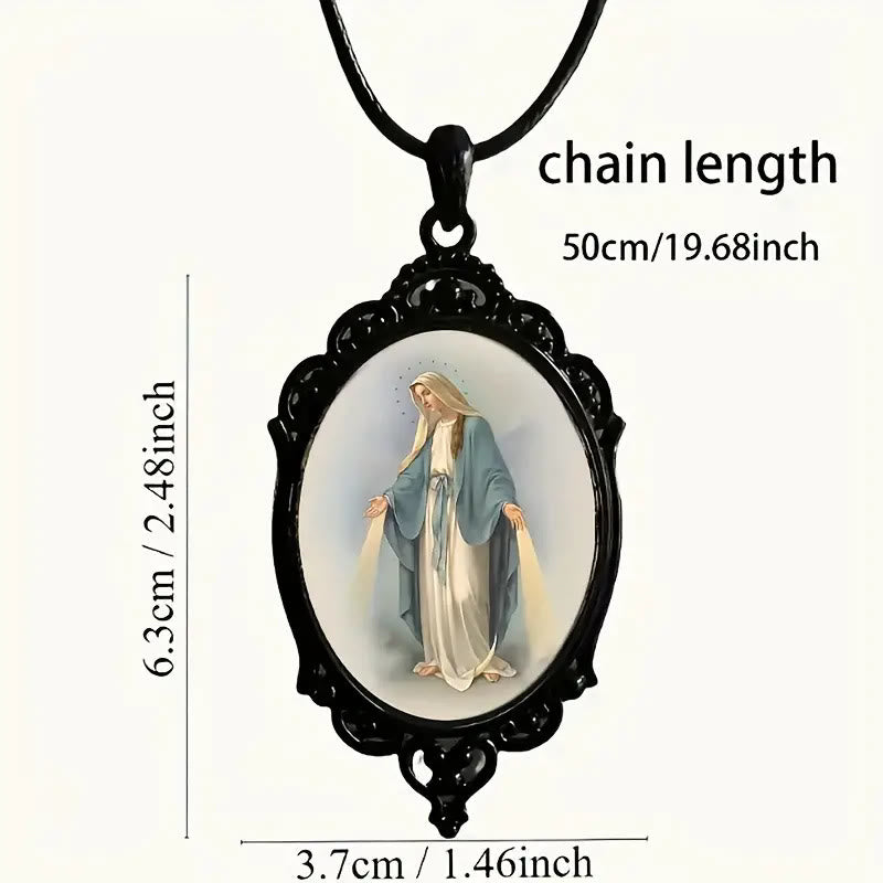 Christian Art Gothic Style Vintage Border Our Lady of Grace Necklace - image 2