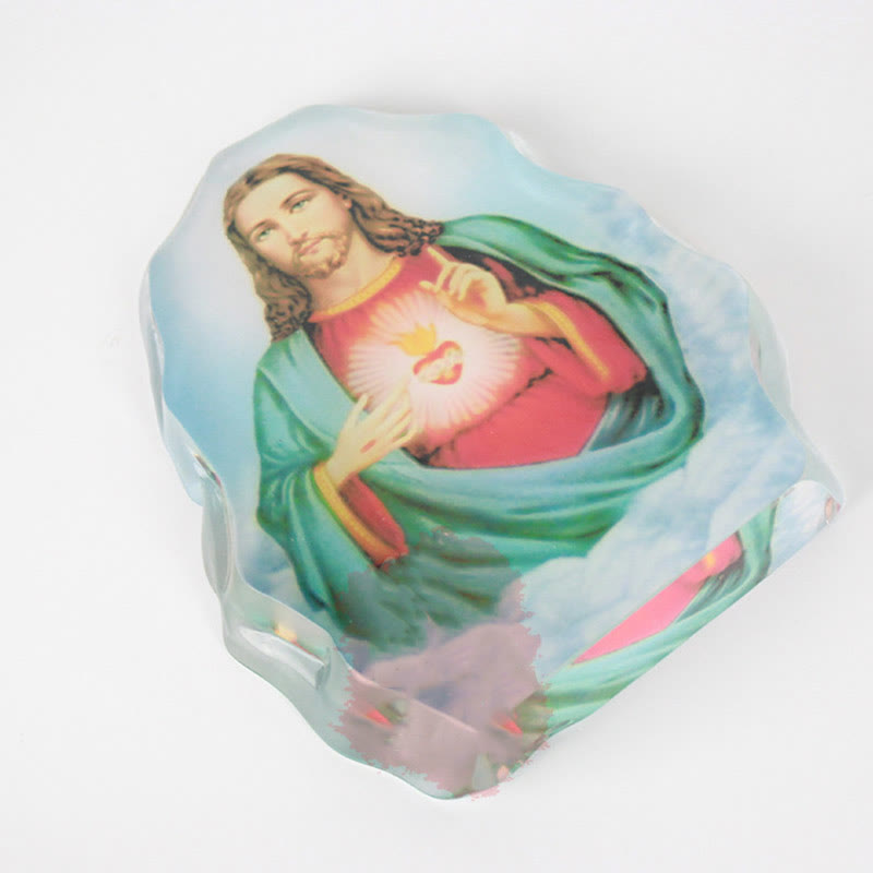 Christian Art Classic Style White Crystal Multicolor Jesus Sacred Heart Desktop Ornaments - image 2
