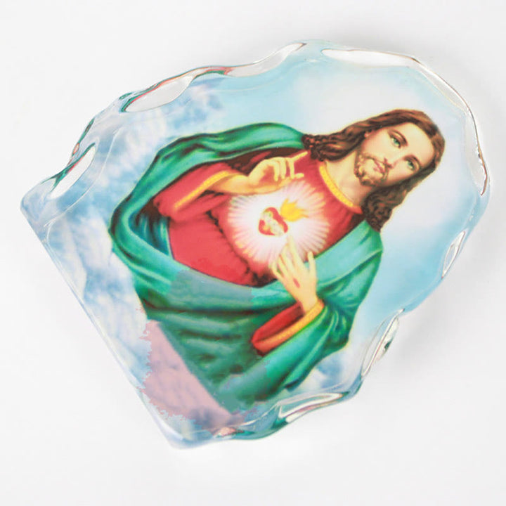 Christian Art Classic Style White Crystal Multicolor Jesus Sacred Heart Desktop Ornaments - image 4