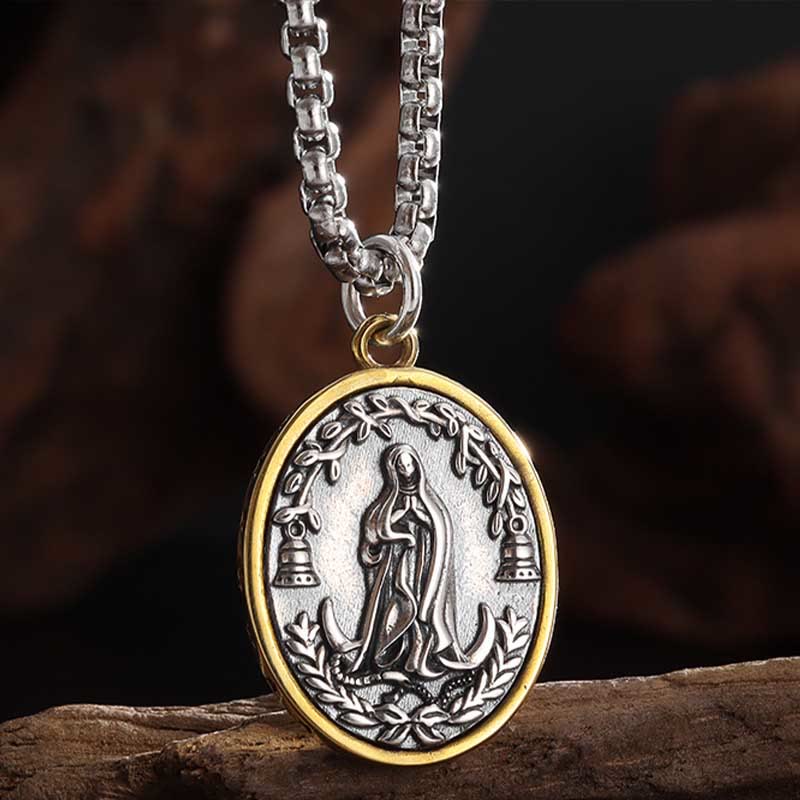 Christian Art Retro Style Our Lady of Guadalupe Madal Alloy Necklace - image 5