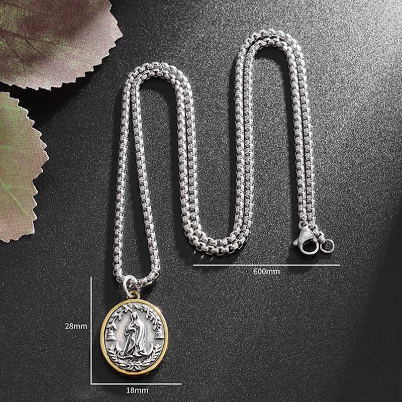 Christian Art Retro Style Our Lady of Guadalupe Madal Alloy Necklace - image 6