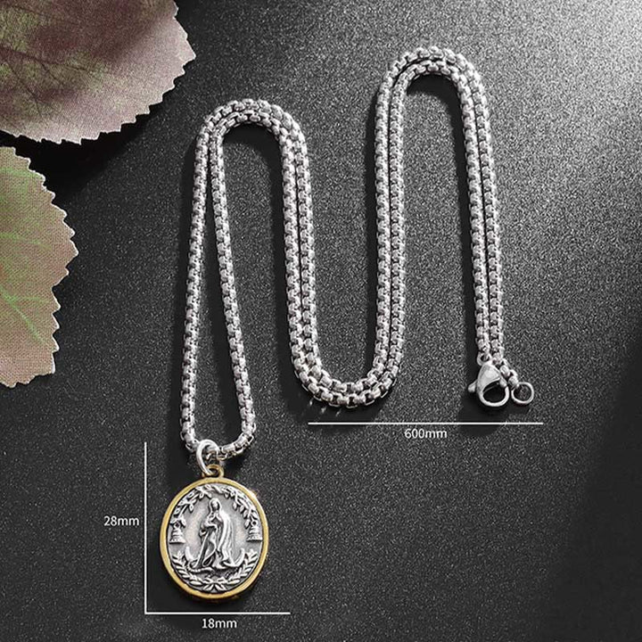 Christian Art Retro Style Our Lady of Guadalupe Madal Alloy Necklace - image 6