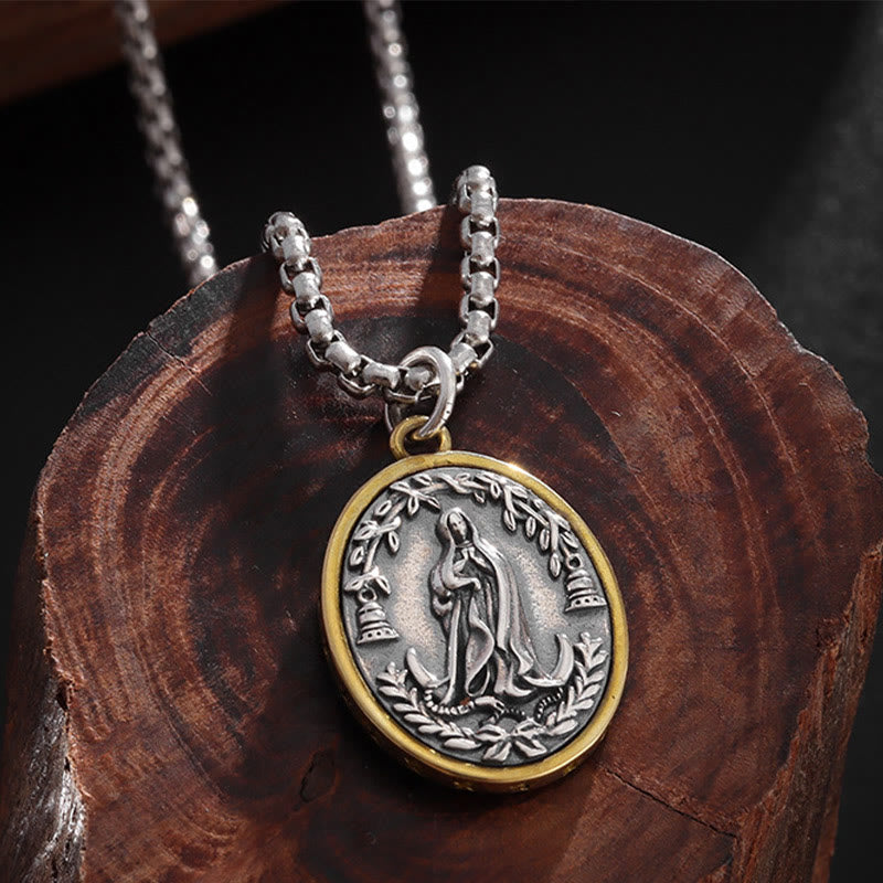 Christian Art Retro Style Our Lady of Guadalupe Madal Alloy Necklace - image 2