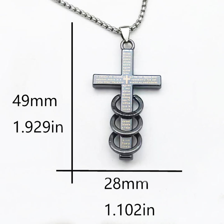 Minimalist Style Bible Verse Cross Pendant Titanium Necklace - image 4