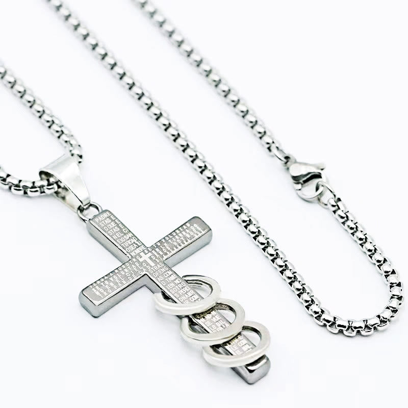 Minimalist Style Bible Verse Cross Pendant Titanium Necklace - image 3