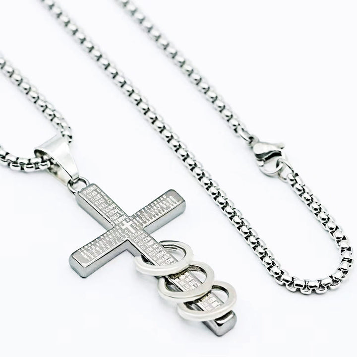 Minimalist Style Bible Verse Cross Pendant Titanium Necklace - image 3