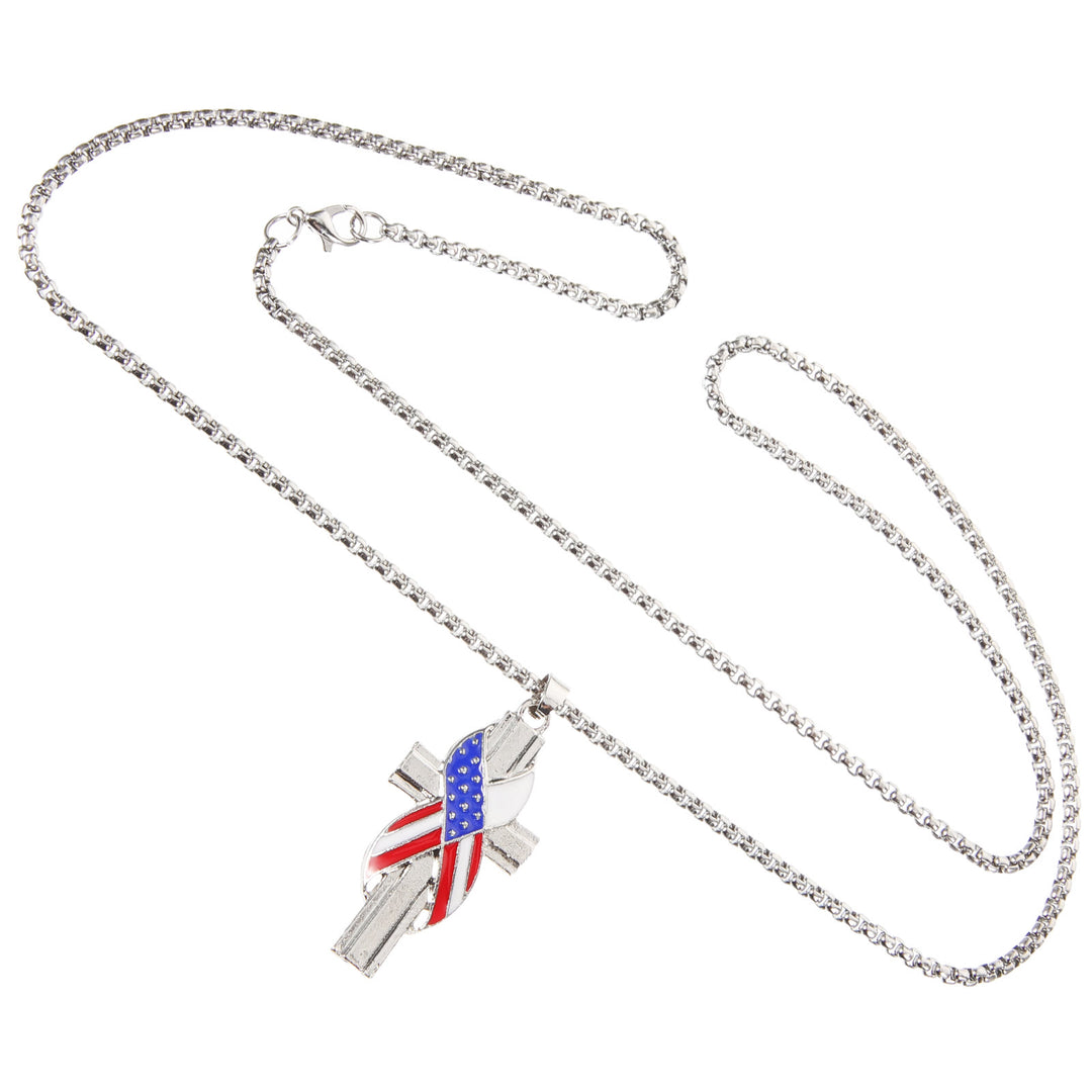 Christian Art Modern Style American Flag Icon Cross Pendant Alloy Necklace - image 5