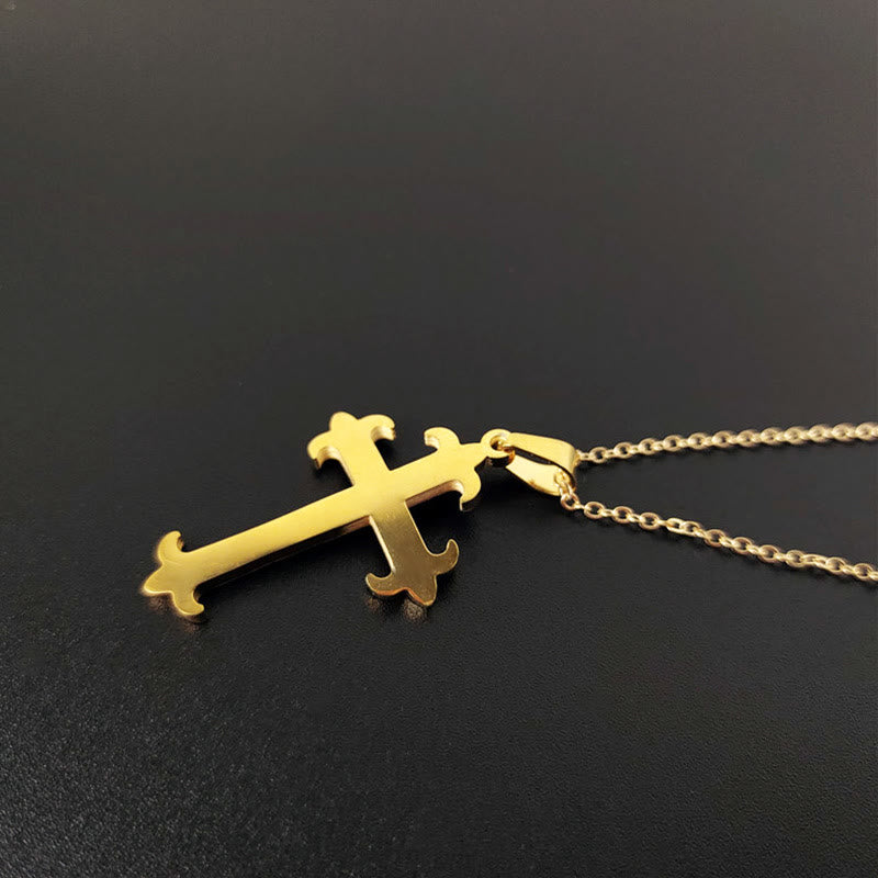 2 Minimalist Style Cross Golden Pendant Stainless Steel Necklace - Cross-2 - image 2