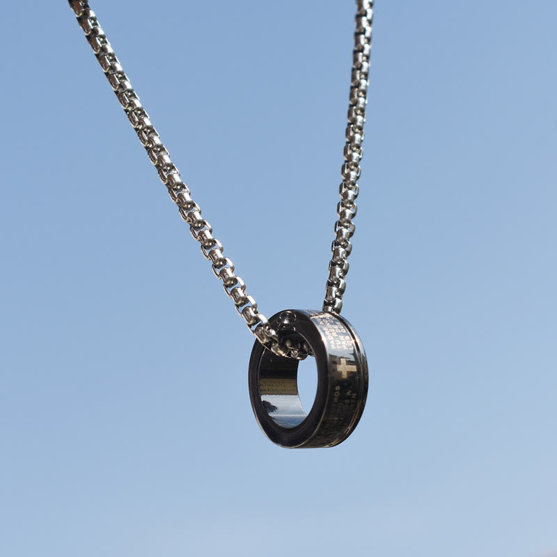 Christian Art Combination Style Bible Verse Ring & Chain Necklace - image 4