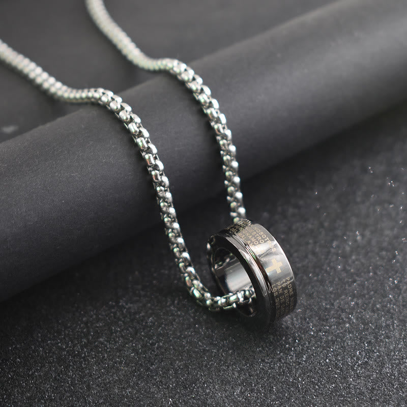 Christian Art Combination Style Bible Verse Ring & Chain Necklace - image 1