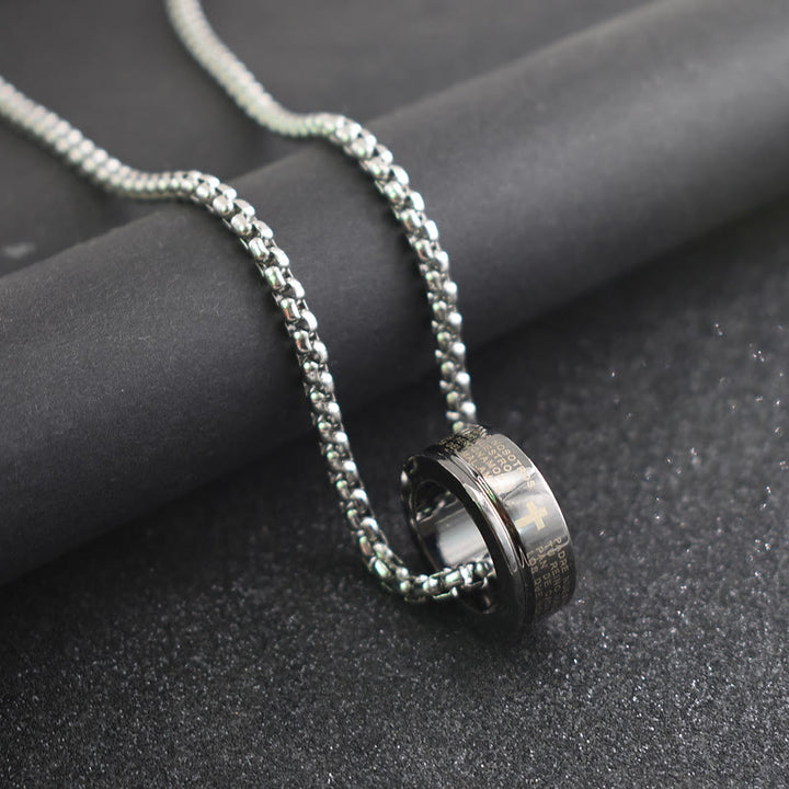 Christian Art Combination Style Bible Verse Ring & Chain Necklace - image 1