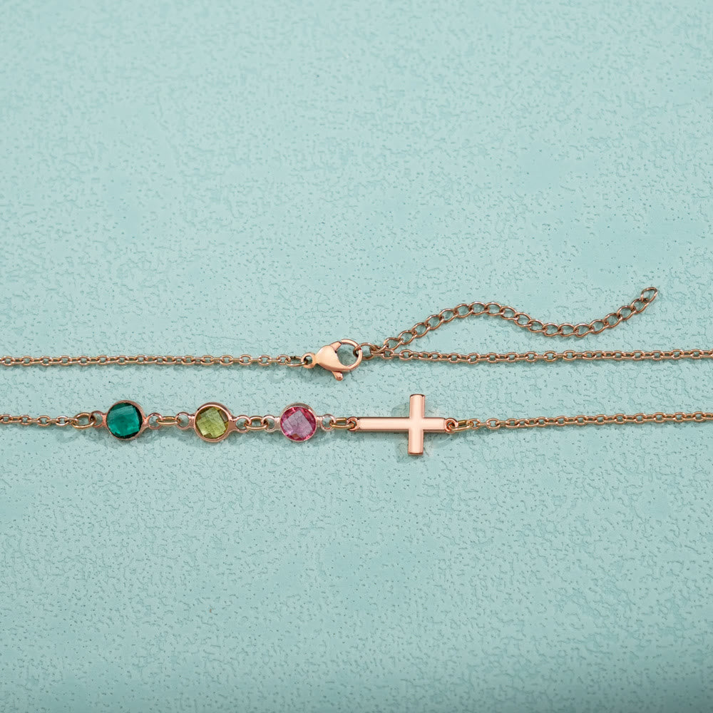 Modern Style Birthstones Cross Chain Necklace - image 4