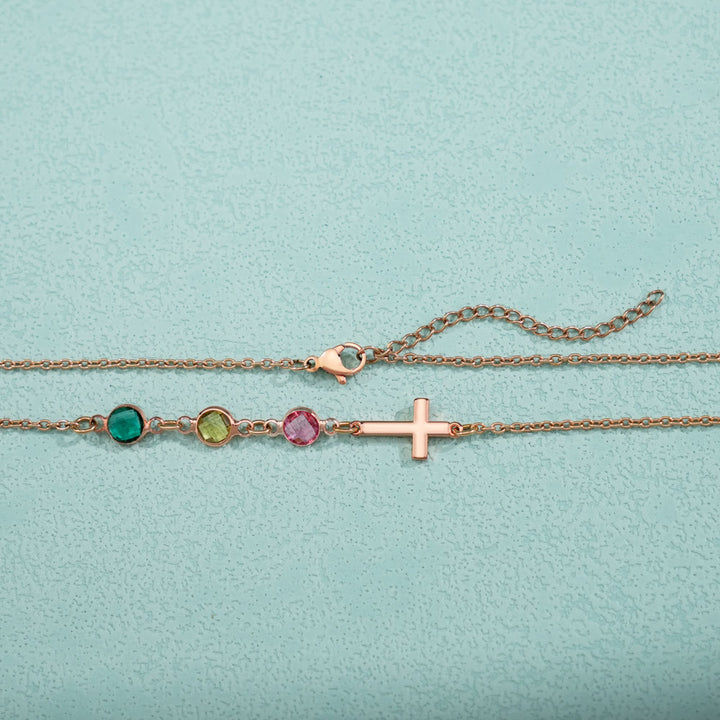 Modern Style Birthstones Cross Chain Necklace - image 4