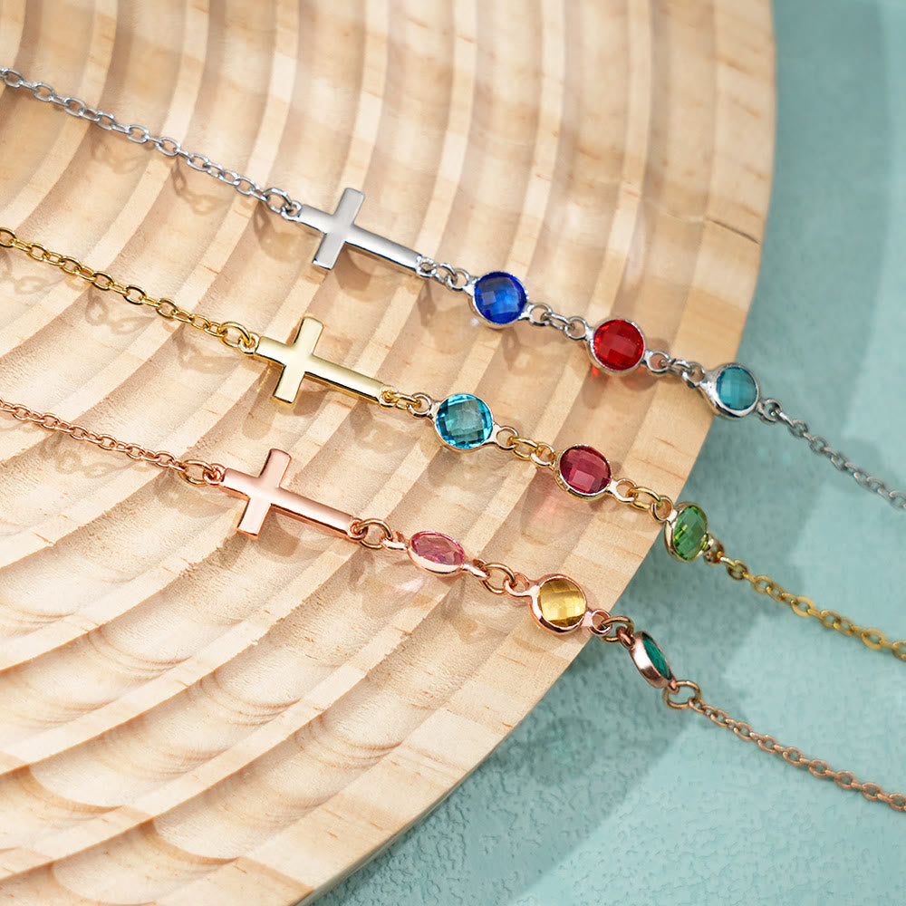 Modern Style Birthstones Cross Chain Necklace - image 2