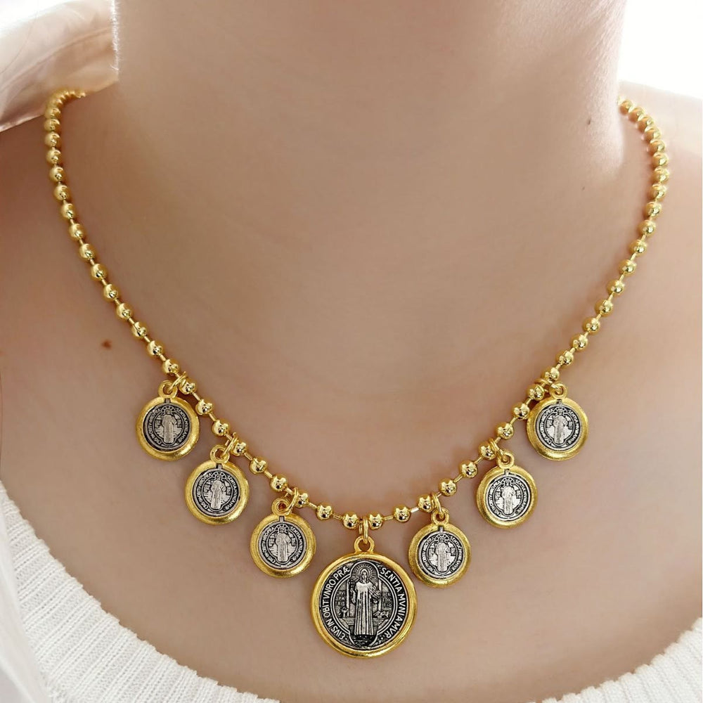 Christian Art Retro Style 6 St. Benedict Pendant Chain Necklace - image 1