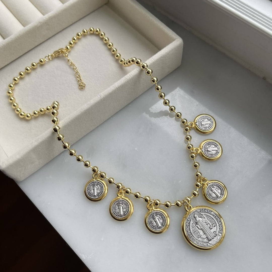 Christian Art Retro Style 6 St. Benedict Pendant Chain Necklace - St. Benedict - image 1