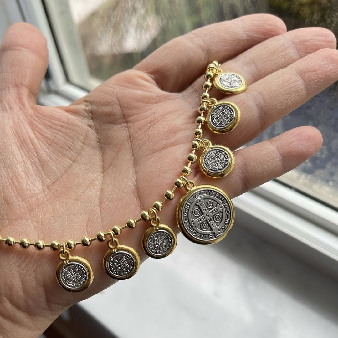 Christian Art Retro Style 6 St. Benedict Pendant Chain Necklace - image 2