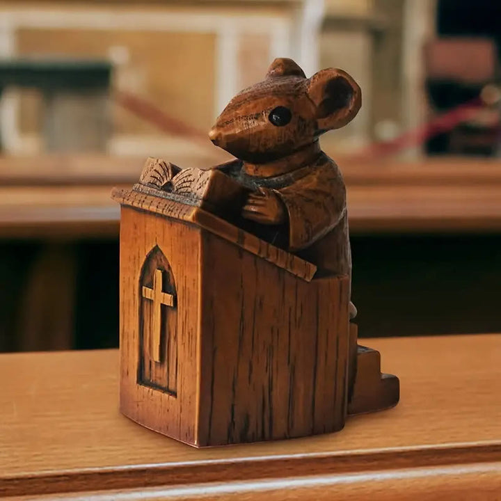 Christian Art Rustic Vintage Style Brown Resin Church Mice Stereoscopic Desktop Ornaments - Church Mice - image 1