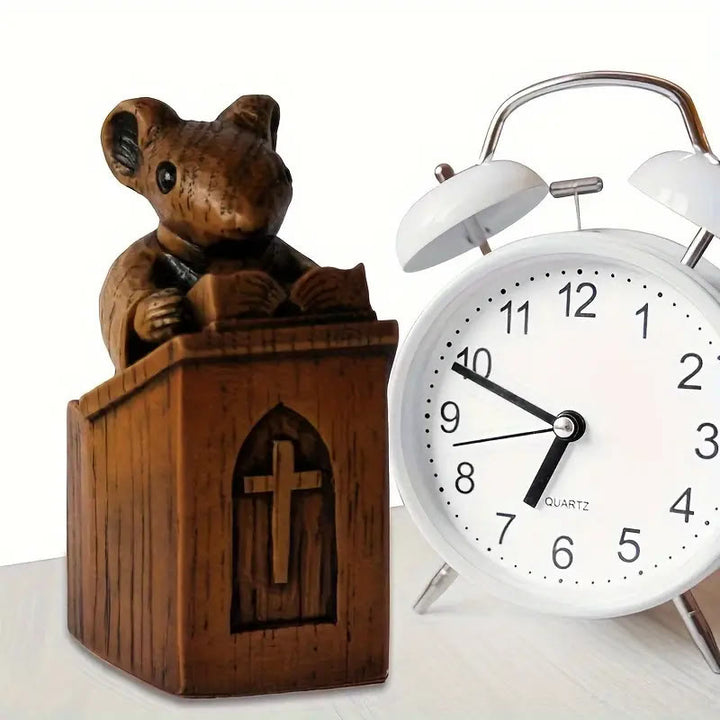 Christian Art Rustic Vintage Style Brown Resin Church Mice Stereoscopic Desktop Ornaments - image 2