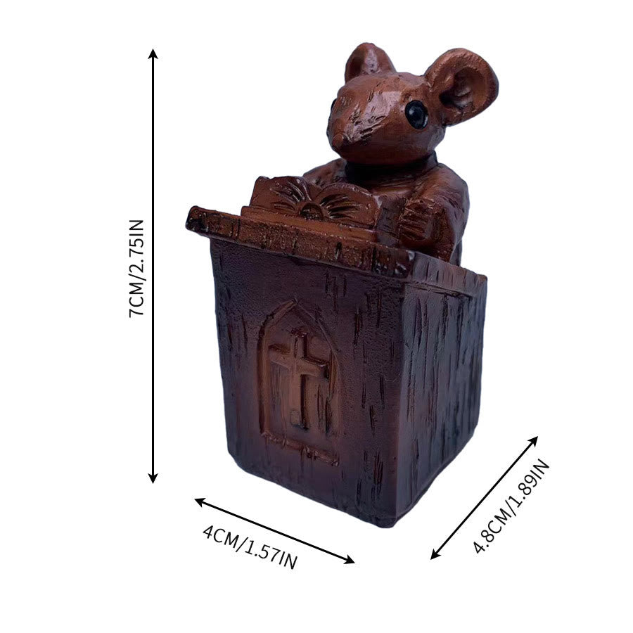 Christian Art Rustic Vintage Style Brown Resin Church Mice Stereoscopic Desktop Ornaments - image 8