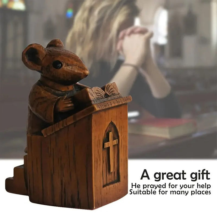 Christian Art Rustic Vintage Style Brown Resin Church Mice Stereoscopic Desktop Ornaments - image 7