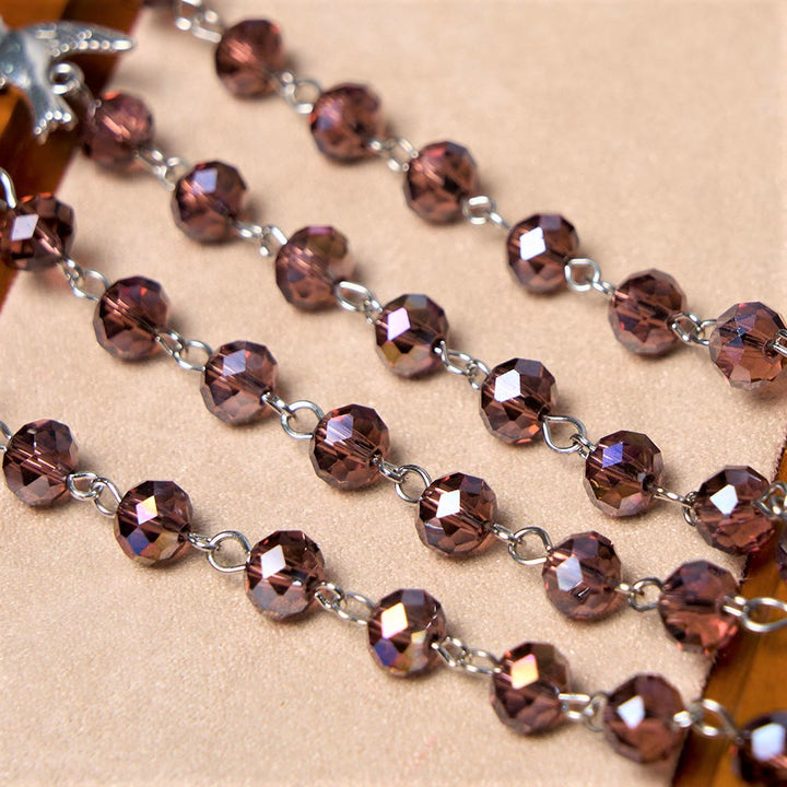 Holy Spirit & Our Lady of Grace of 6*8 mm Polyhedron Purple Crystal Alloy Chain Rosary - image 8