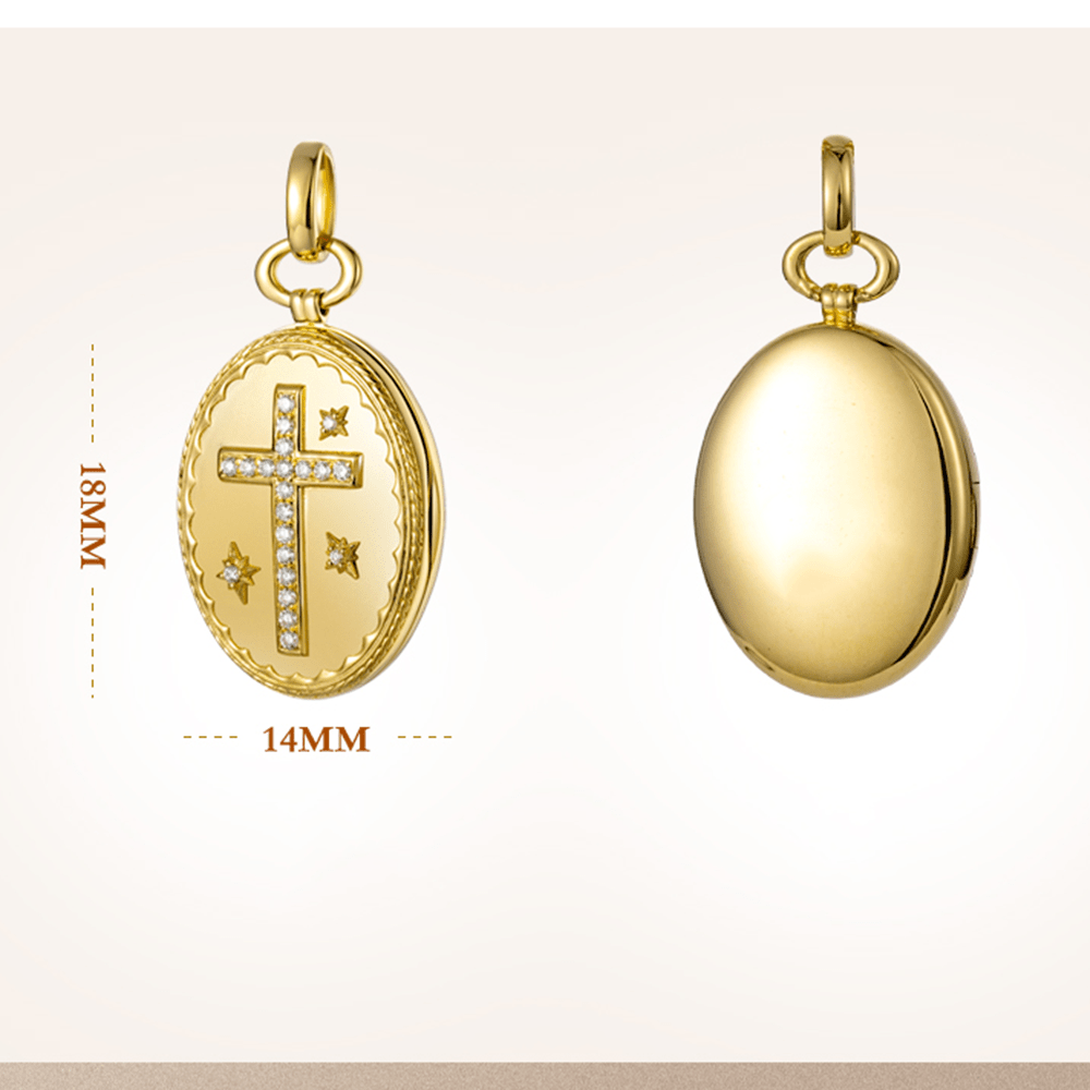 18K Gold Diamond-set Modern Style Cross Treasure Box Pendant Necklace - image 4