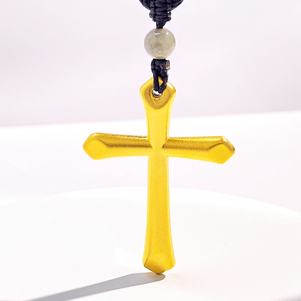 Christian Art 999 Solid Gold Minimalist Style Cross Frosted Pendant Necklace - image 3