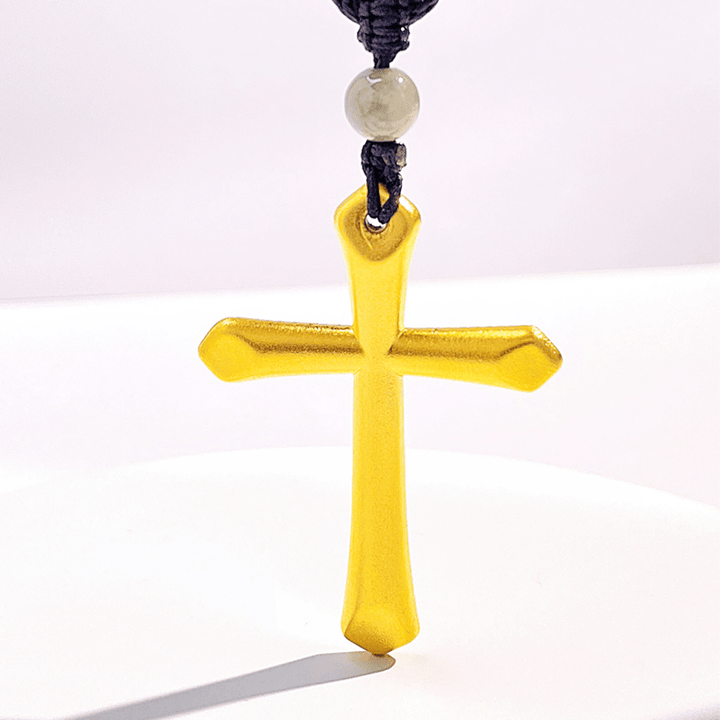 Christian Art 999 Solid Gold Minimalist Style Cross Frosted Pendant Necklace - image 3