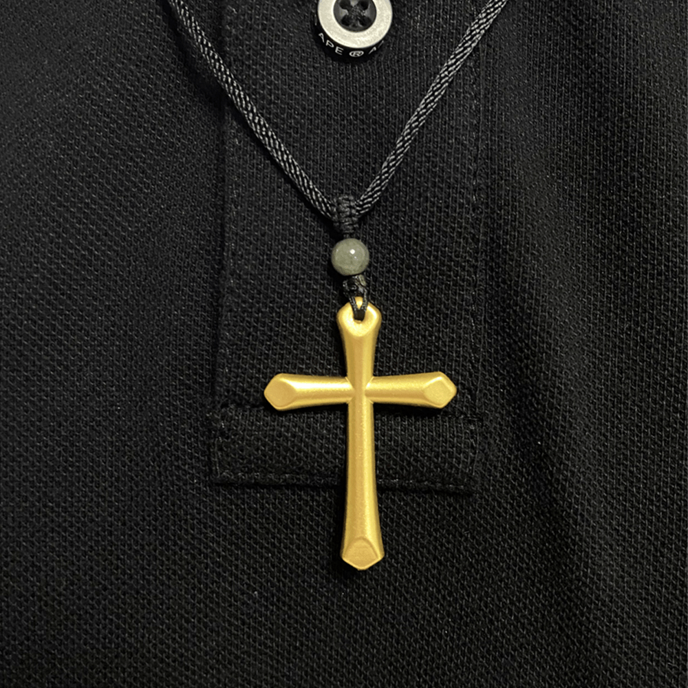 Christian Art 999 Solid Gold Minimalist Style Cross Frosted Pendant Necklace - image 4