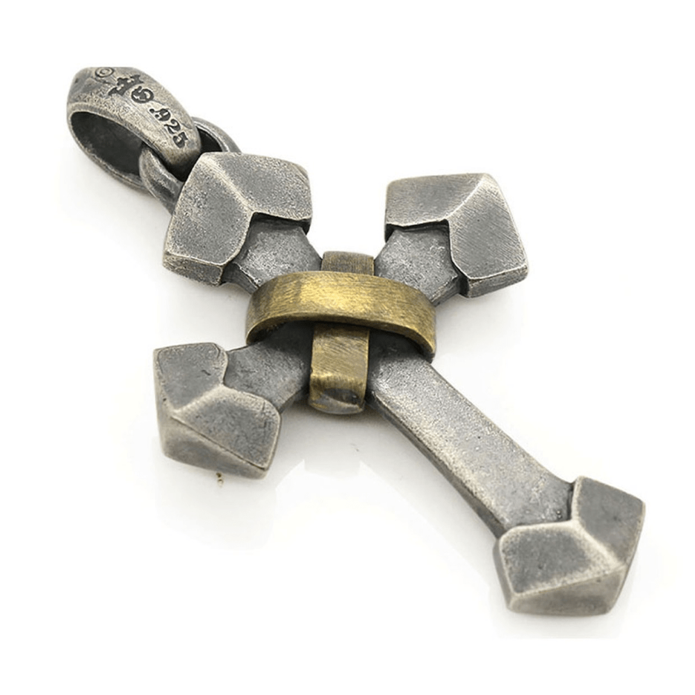 Christianartworkshop 925 Sterling Silver Retro Style Heavy Metal Cross Pendant Necklace - image 2