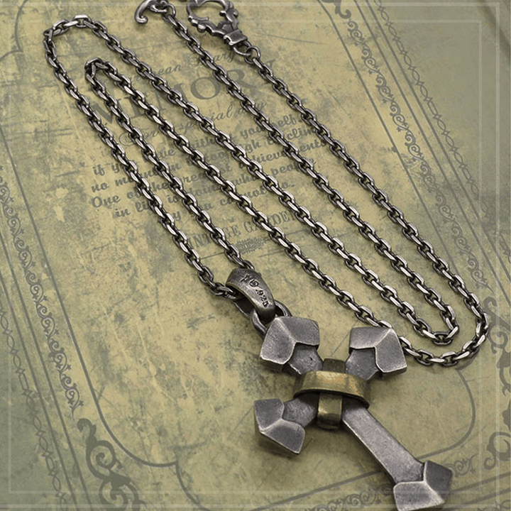 Christianartworkshop 925 Sterling Silver Retro Style Heavy Metal Cross Pendant Necklace - image 2