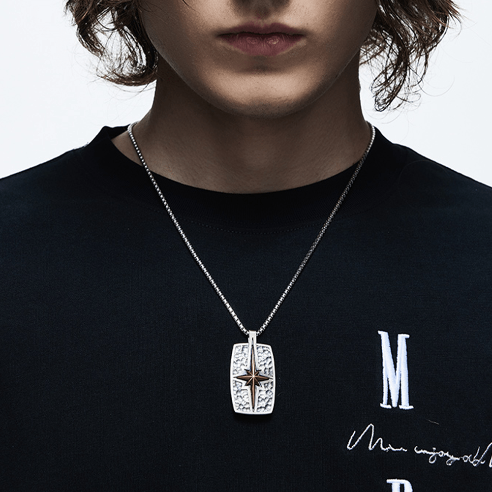 925 Sterling Silver Retro Style Star of Bethlehem Pendant Necklace - image 3