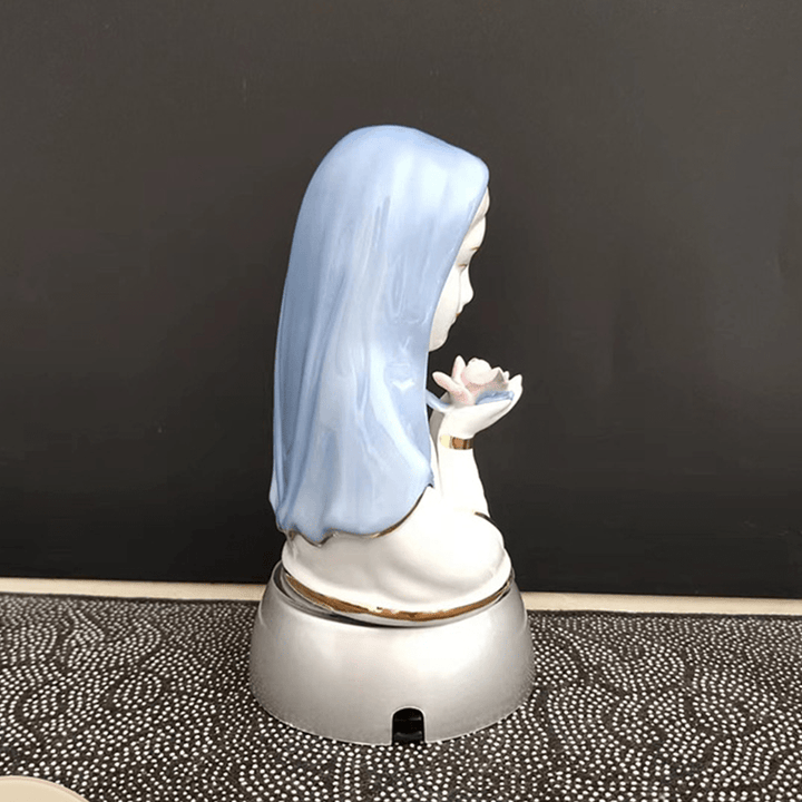 Christian Art Classic Style White-blue Ceramic Virgin Mary Figurine Stereoscopic Desktop Ornaments - image 3