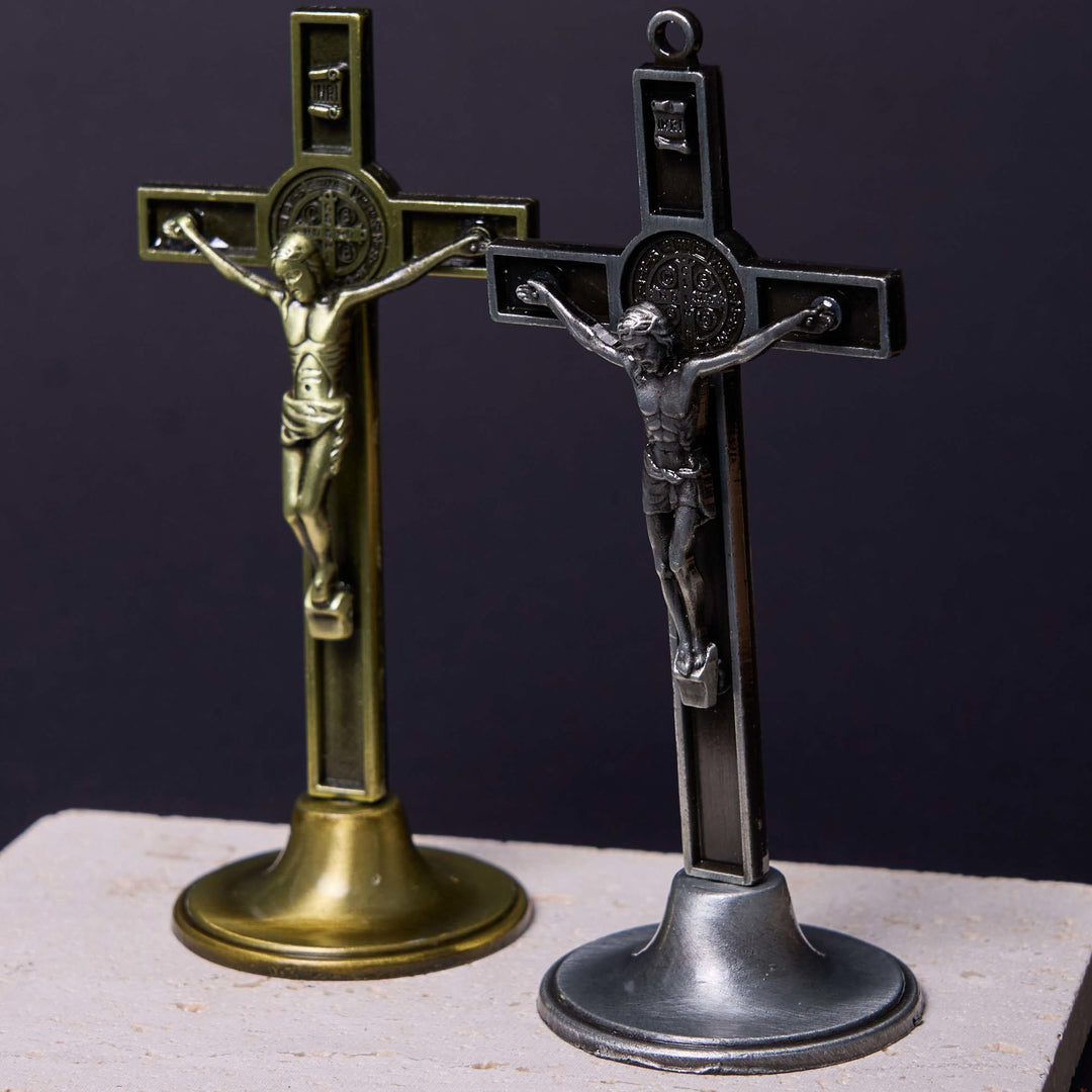 Christian Art Classic Style Silver Bronze Alloy Crucifix Stereoscopic Desktop Ornaments - image 3