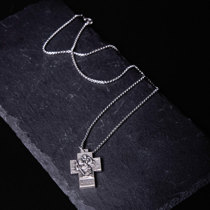 Classic Style Jesus Mary Joseph Guardian Cross Pendant Alloy Necklace - image 3