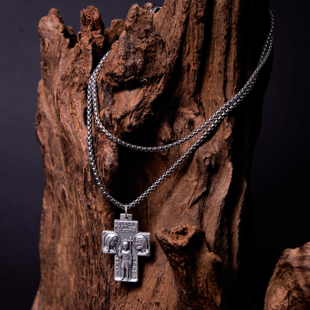Classic Style Jesus Mary Joseph Guardian Cross Pendant Alloy Necklace - image 6
